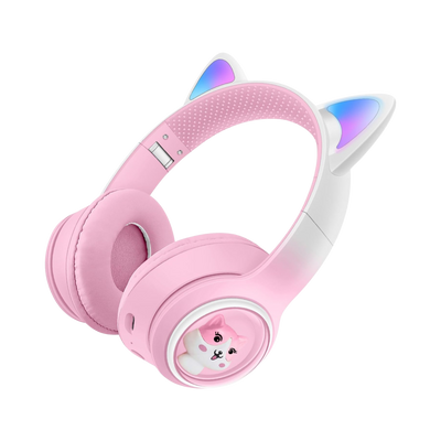 Wireless Bluetooth Headphones – Foldable with LED Cat Ears, Microphone & Volume Limiter