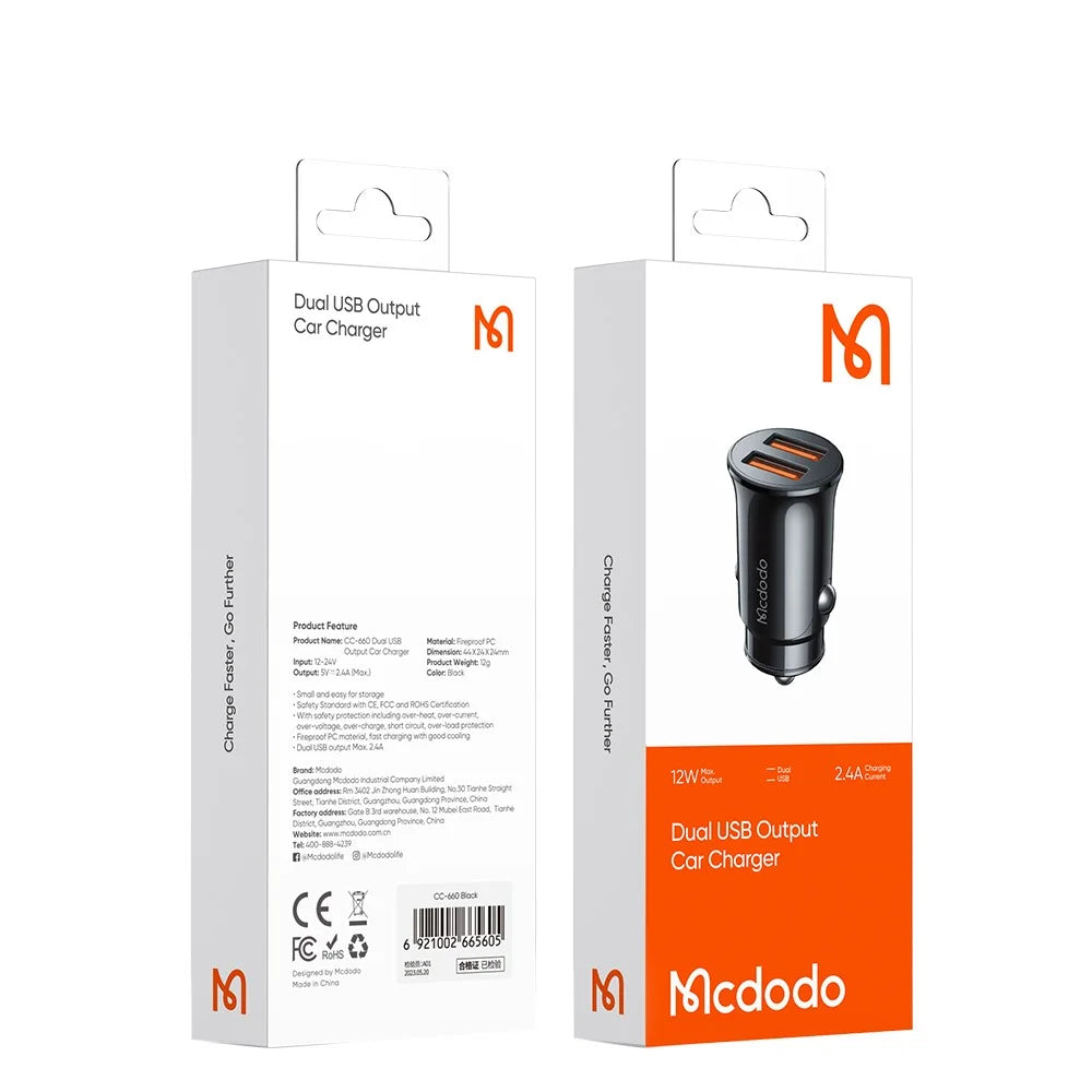 Mcdodo 12W Dual USB-A Ports CC-660 Car Charger