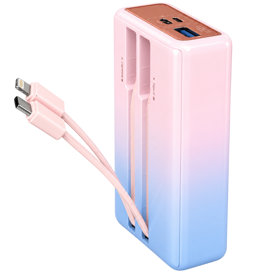 AppleMan® 10000mAh 22.5W Fast Charging Power Bank with Built-in Cables