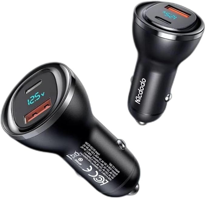 95W USB-A + USB-C Digital Display PD Car Charger