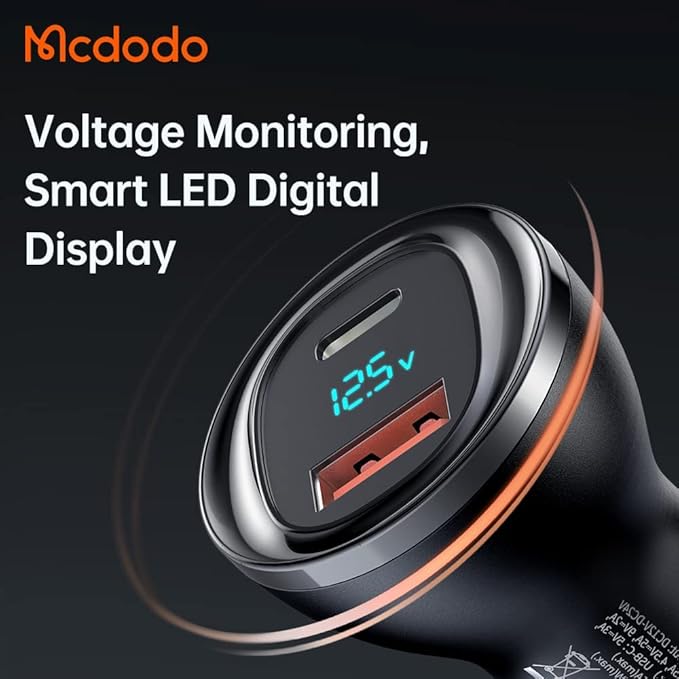 95W USB-A + USB-C Digital Display PD Car Charger