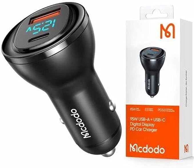 95W USB-A + USB-C Digital Display PD Car Charger