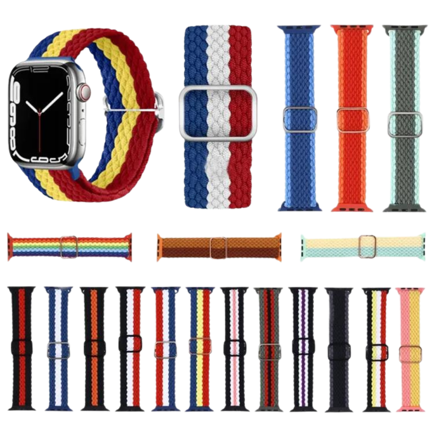 Adjustable Striped Woven Nylon Apple Watch Strap