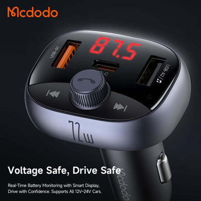 Mcdodo 72W 2U1C Car Charger with FM Transmition CC-595