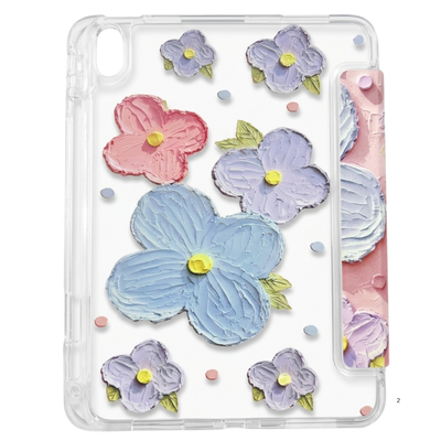 Printed Smart iPad Case with Transparent Back & Pencil Holder