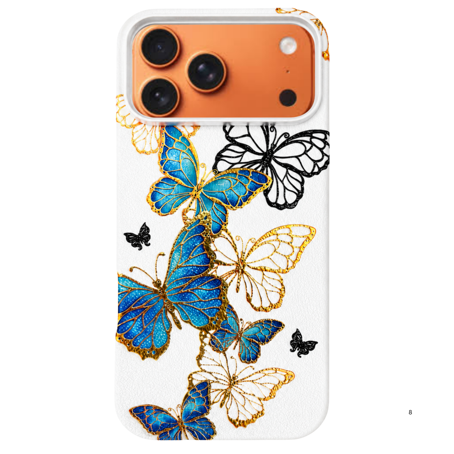 3D Embossed Leather MagSafe Case – Blue Butterfly Edition Phone Case