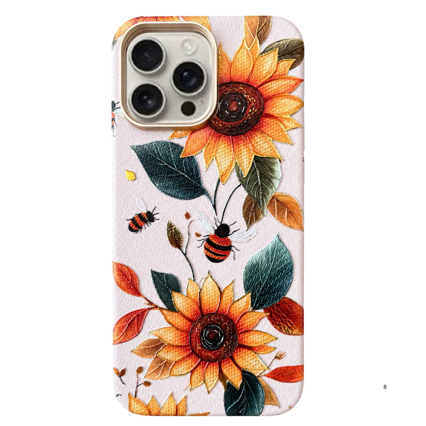 3D Embossed Leather MagSafe Case – Sunflower Edition Phone Case