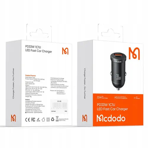 Mcdodo PD 33w 1C1U LED fast Car Charger (CC-232)