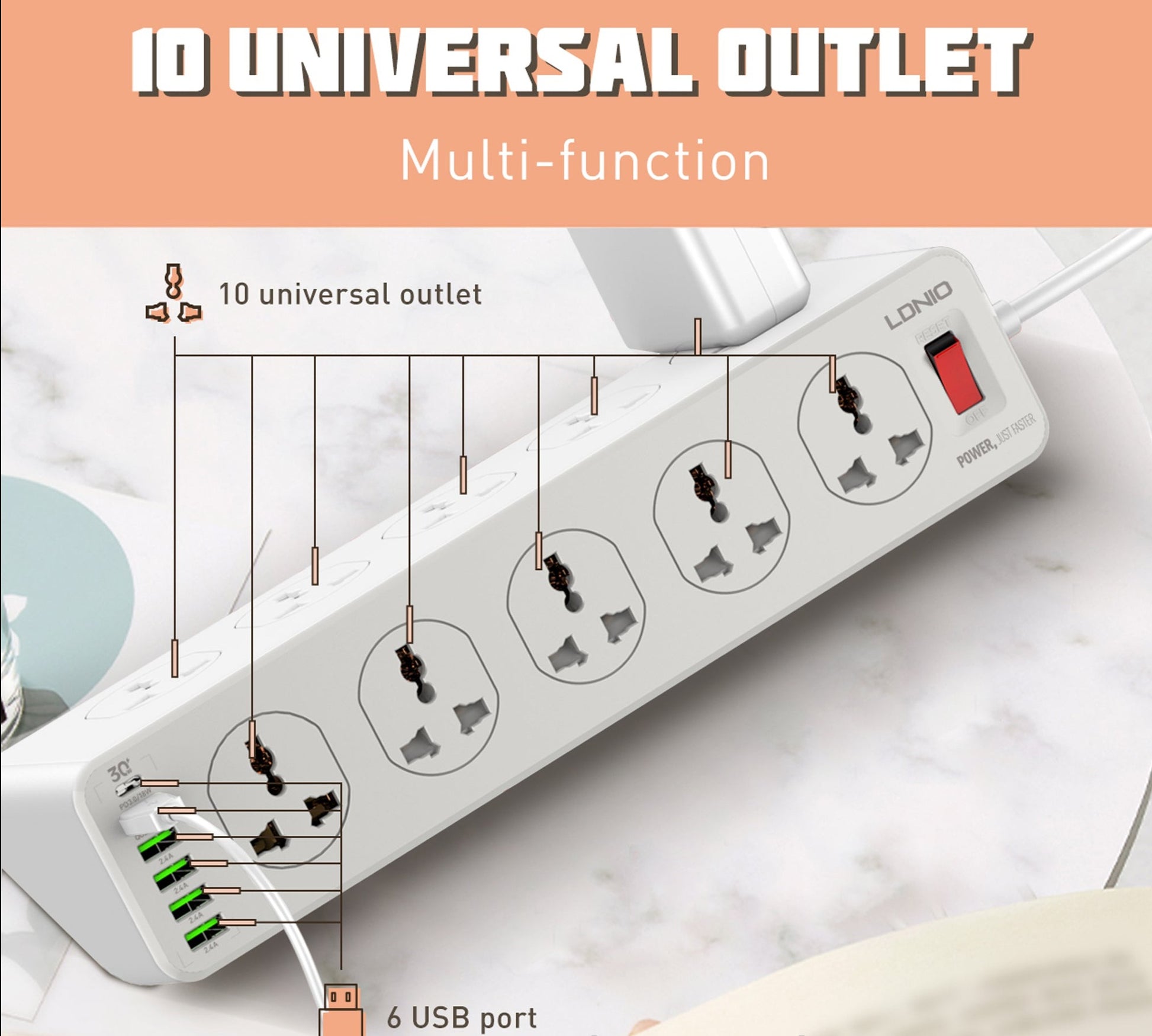 LDNIO PD Power Socket SC10610