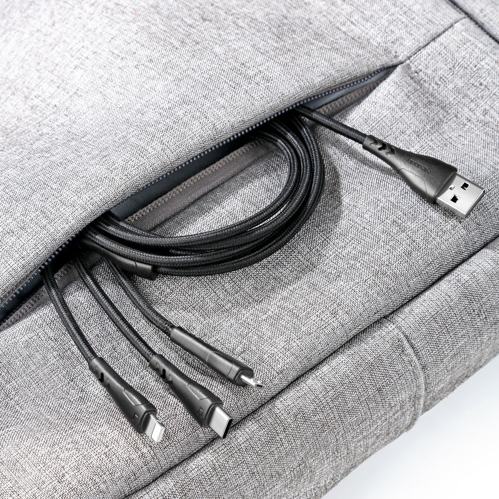 3 in 1 Lightning+Micro USB+Type-c Cable