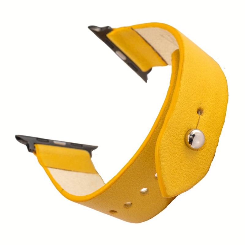Apple Watch Strap In Pure Leather - Yellow  | Waji's