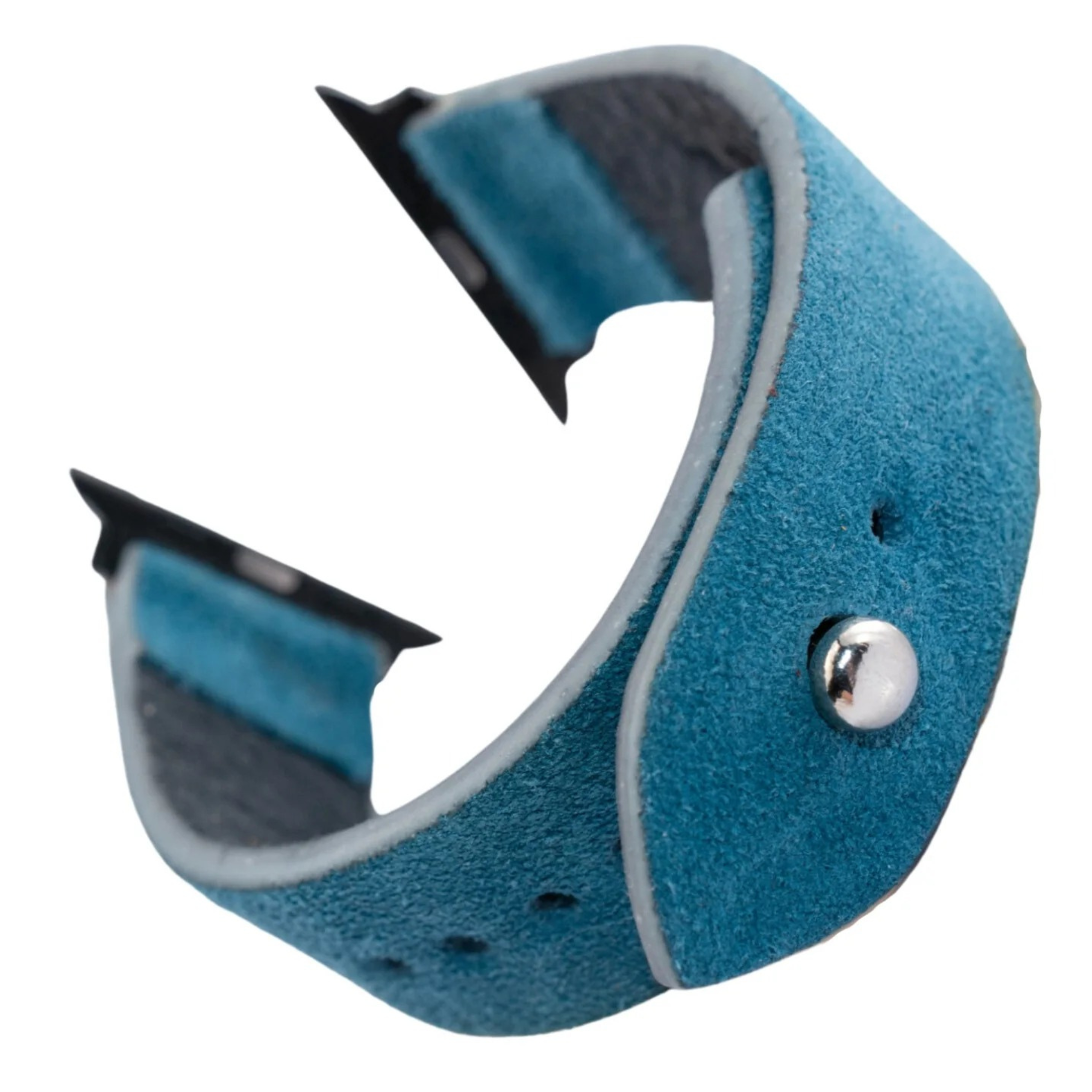 Apple Watch Strap In Suede Leather - Cyan Blue  | Waji's