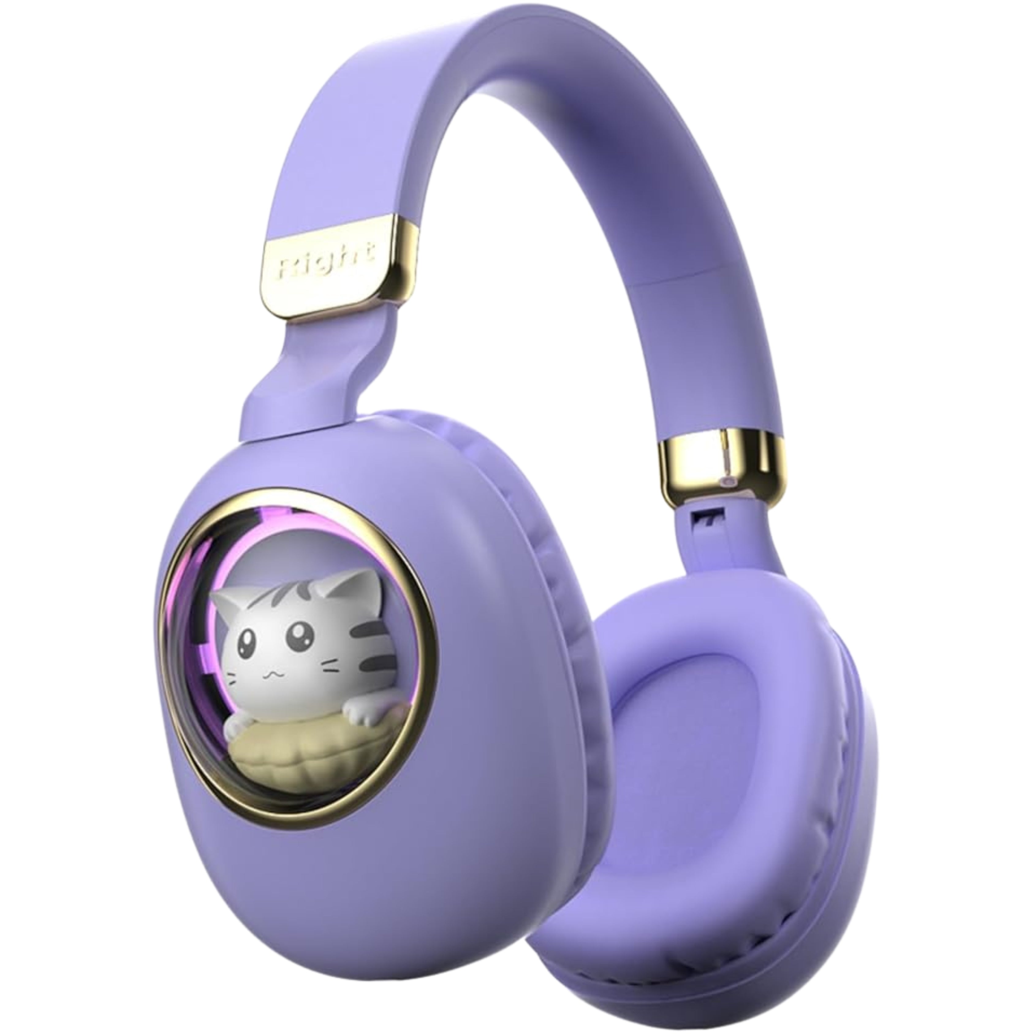 Kids Wireless Headphones with Light-Up Cat Ears and Transparent Viewing Window