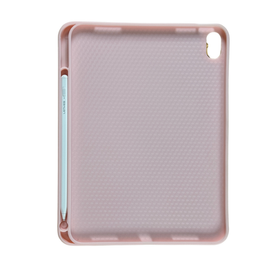3D Embroidered Pink Bear Leather Magnetic Case with Pencil Holder for iPad