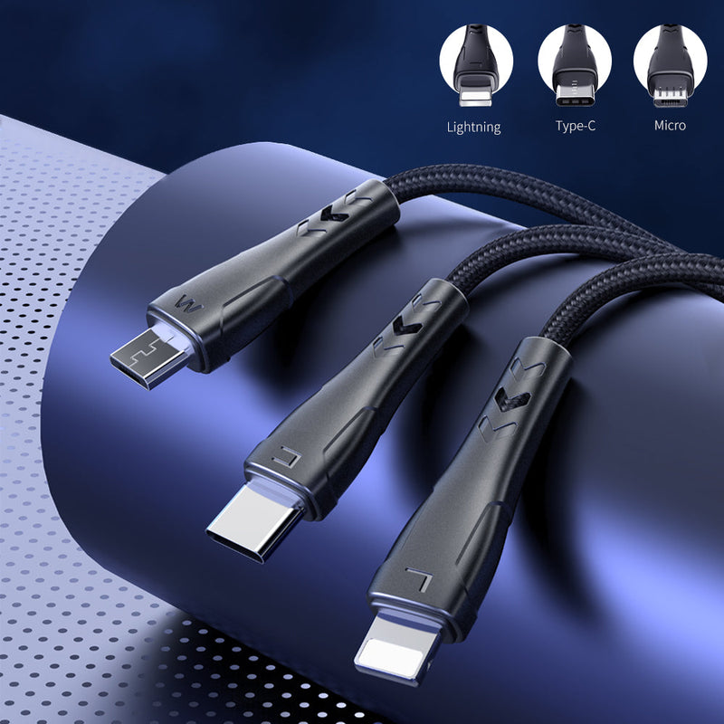 3 in 1 Lightning+Micro USB+Type-c Cable