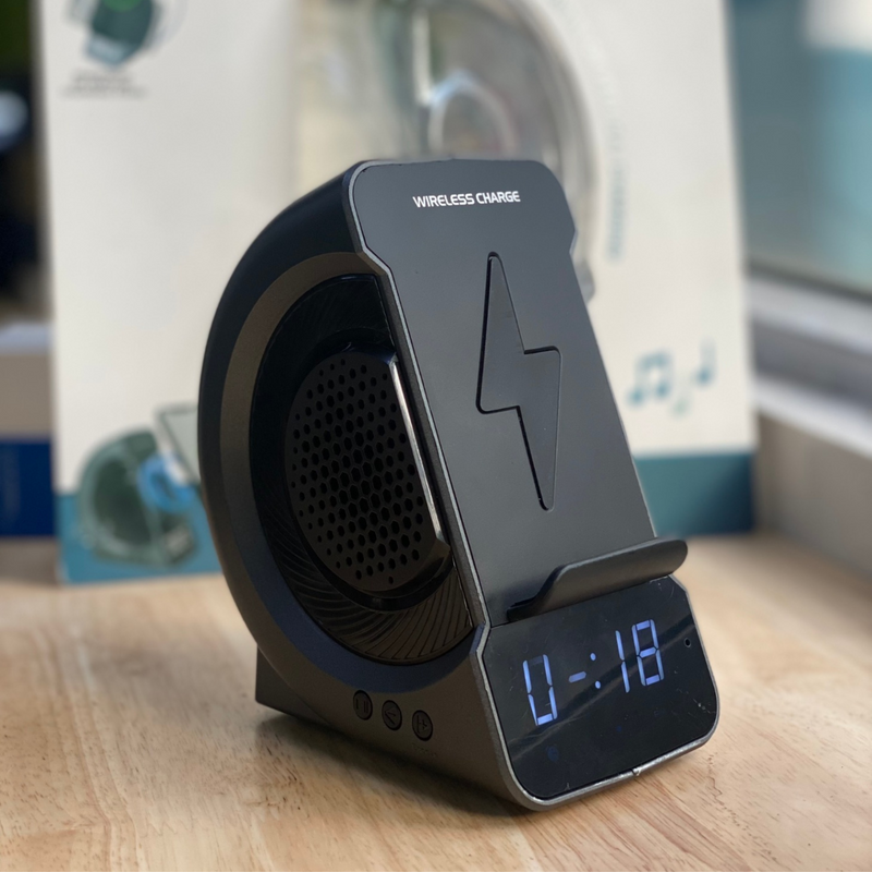 Wireless Charger FM Clock Radio Bluetooth Speaker - iHip SAM02