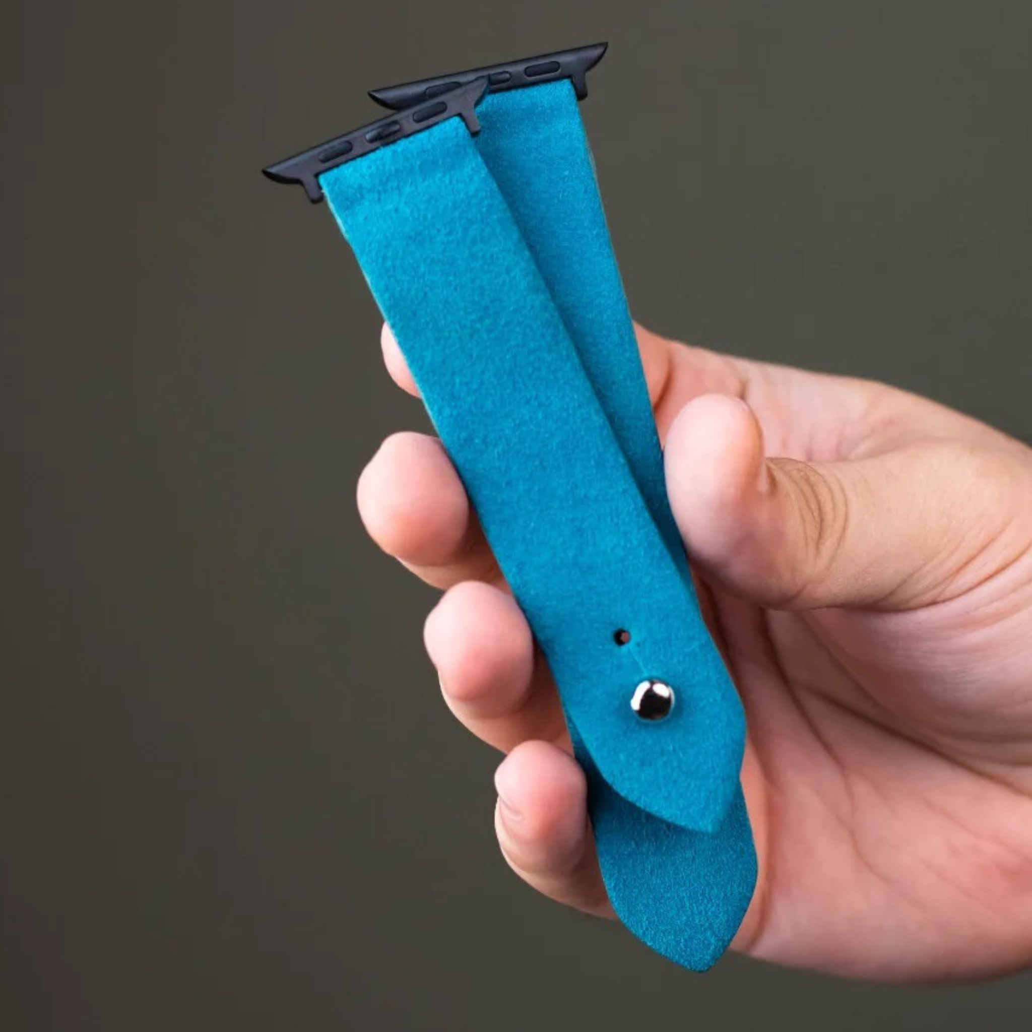 Apple Watch Strap In Suede Leather - Cyan Blue  | Waji's