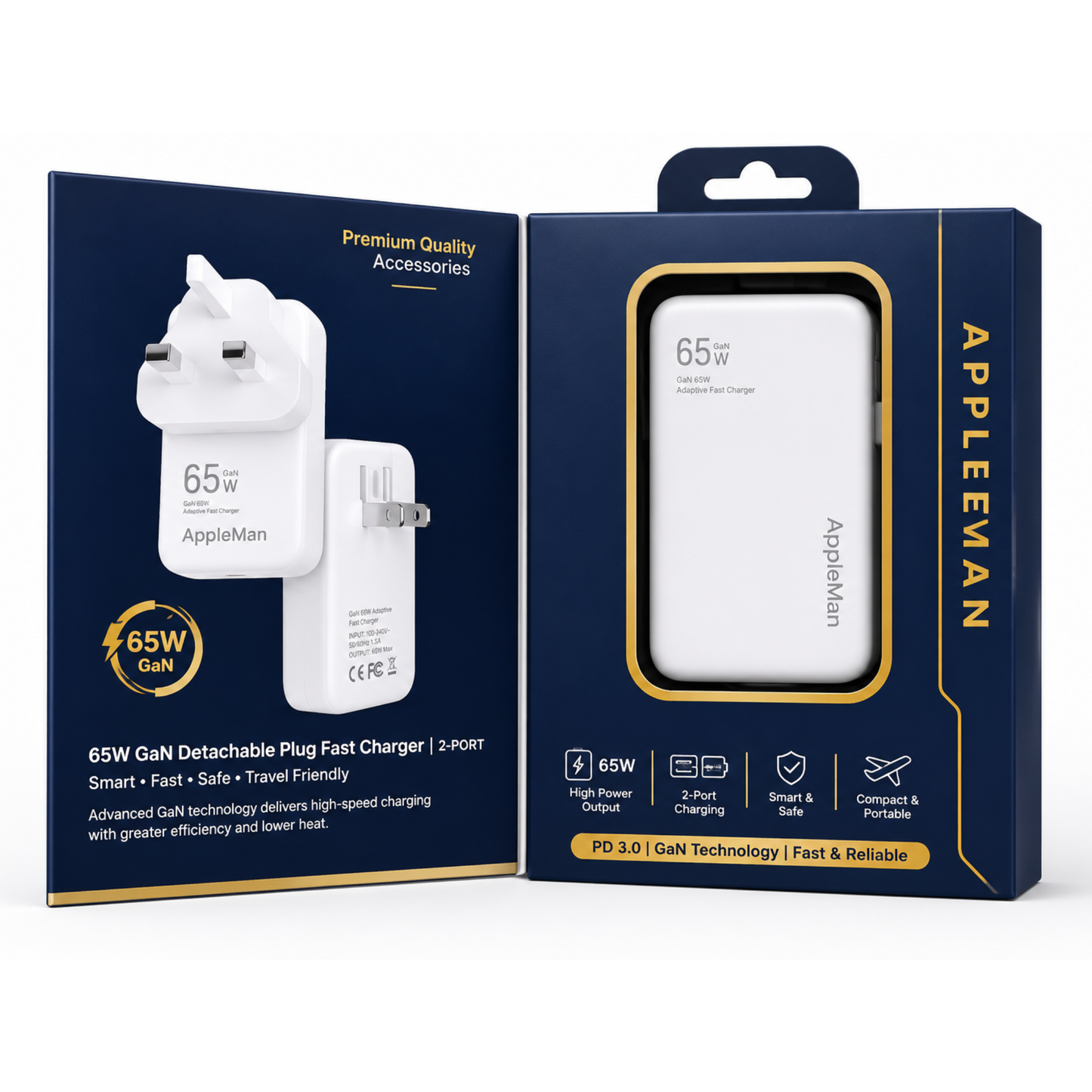 AppleMan® GaN 65W Dual C-Port Adaptive Power Adapter