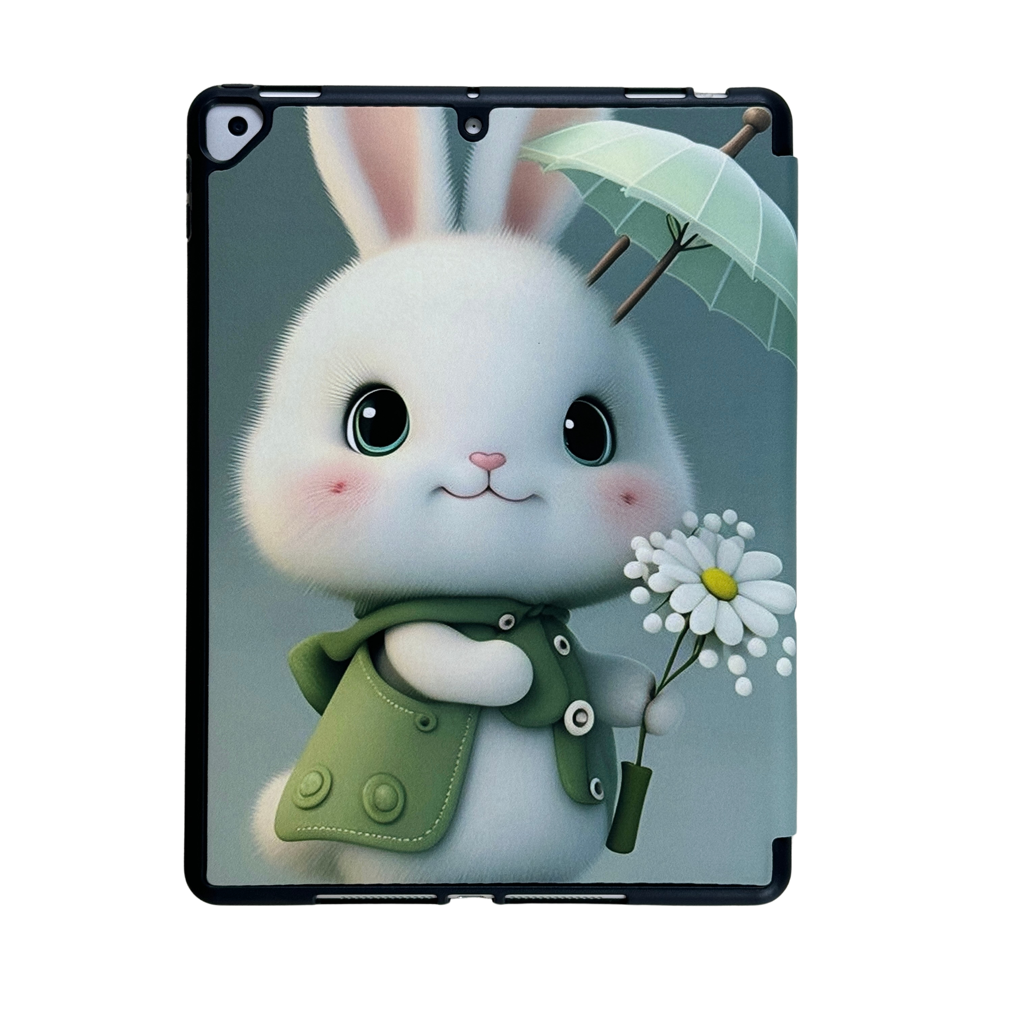 White Rabbit Tri-Fold Magnetic Stand Case with Pencil Holder For iPad