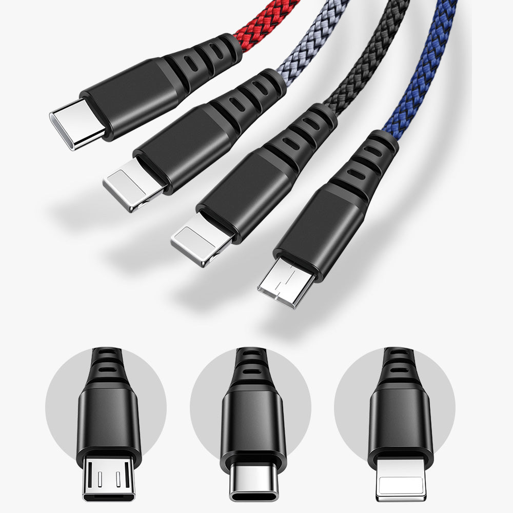 4 in 1 Lightning*2+Micro USB+Type-C Cable