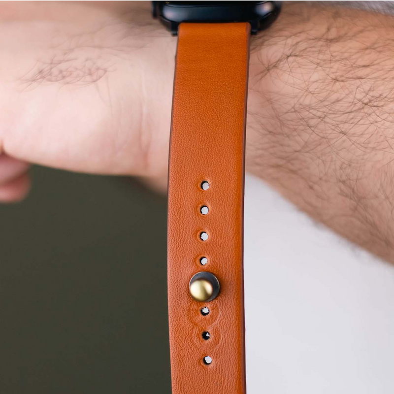 Apple Watch Strap In Pure Leather - Tan Orange  | Waji's
