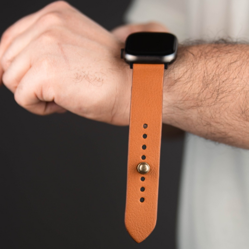 Apple Watch Strap In Pure Leather - Burnt Orange  | Waji's