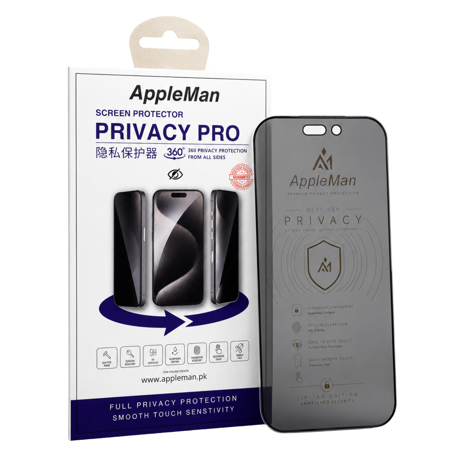 AppleMan® iPhone 17 Privacy Pro Screen Protector