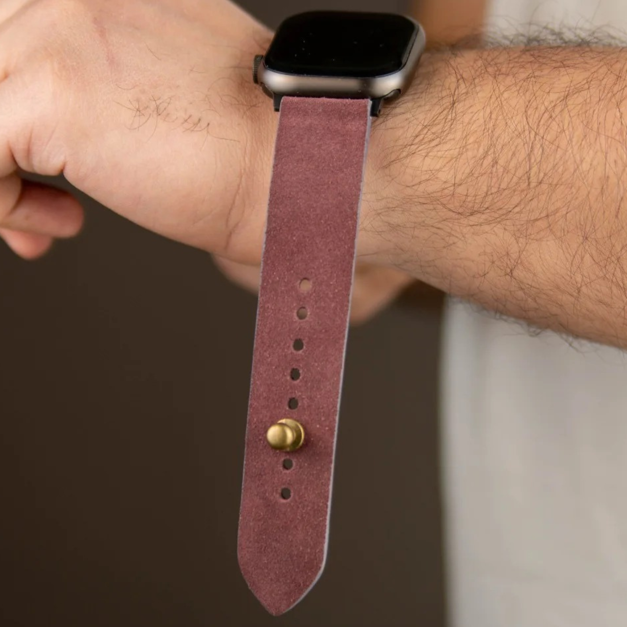 Apple Watch Strap In Suede Leather - Burgundy | Waji's