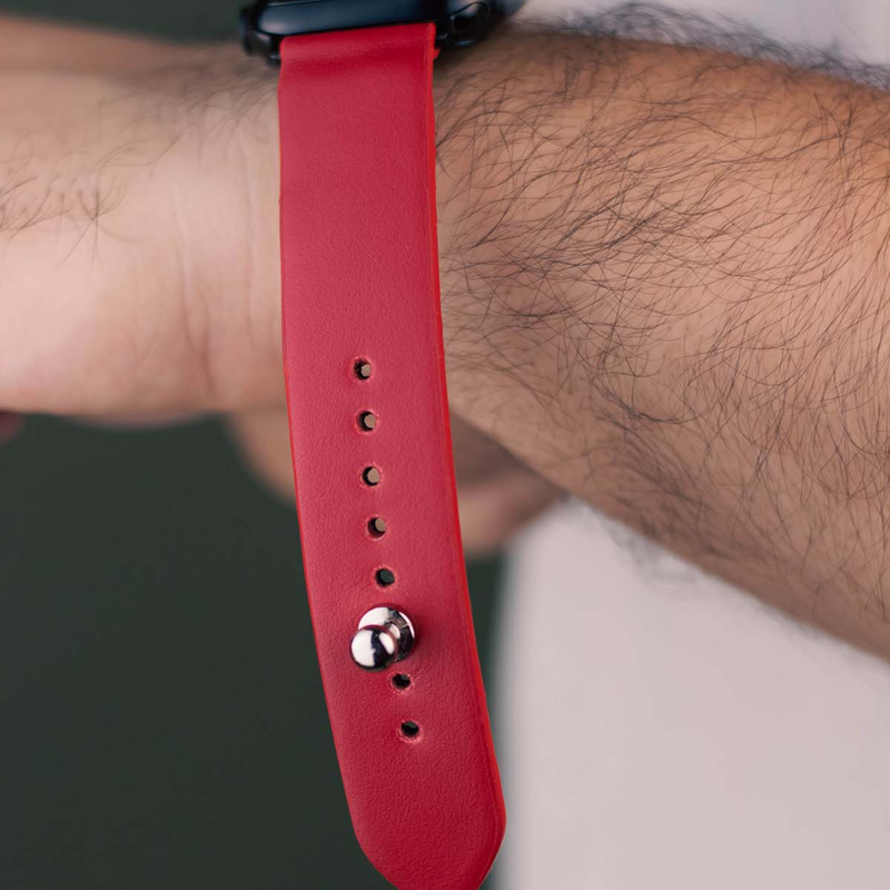 Apple Watch Strap In Pure Leather - Red  | Waji's