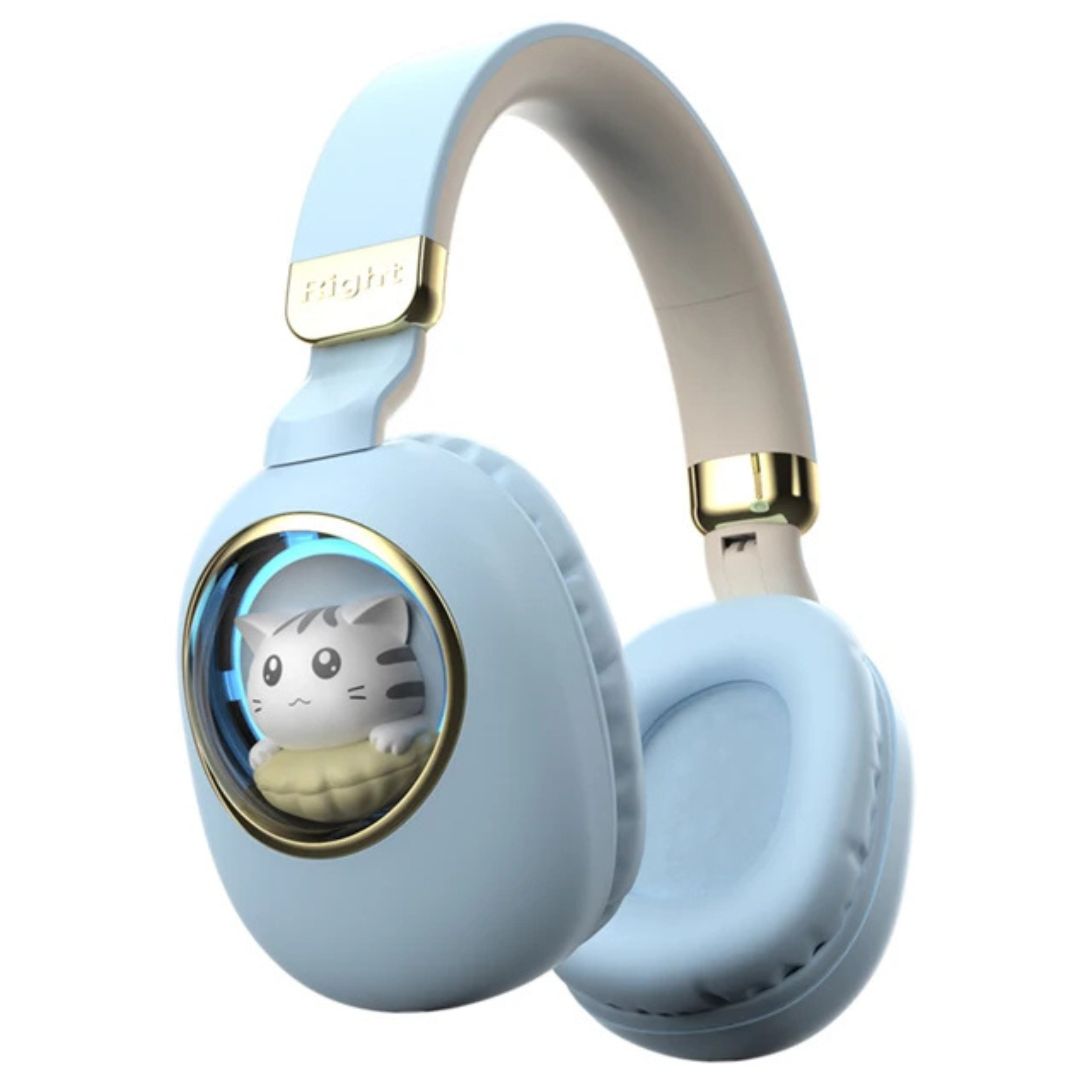 Wireless Headphones with Light-Up Cat Ears and Transparent Viewing Window