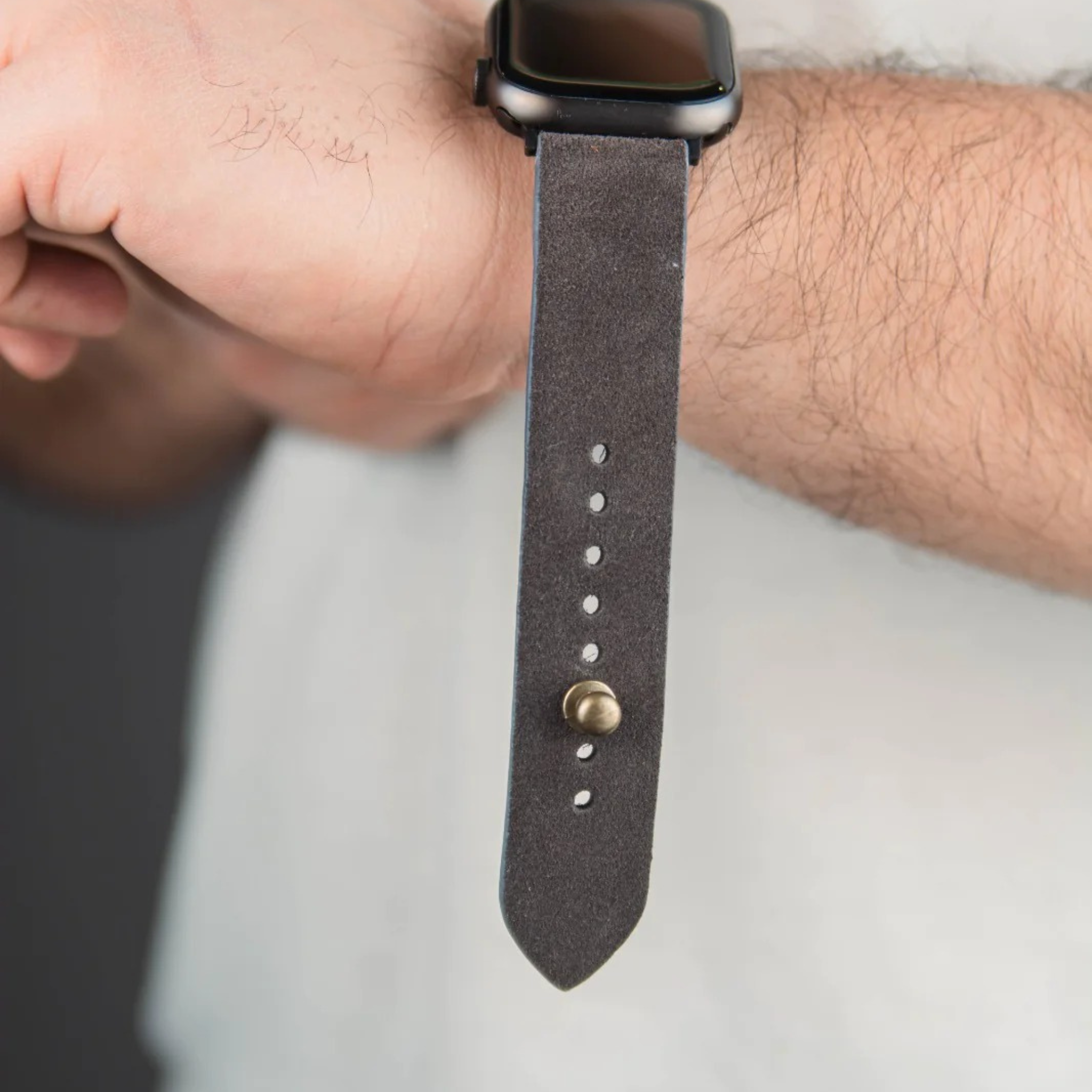 Apple Watch Strap In Suede Leather - Dark Gray | Waji's