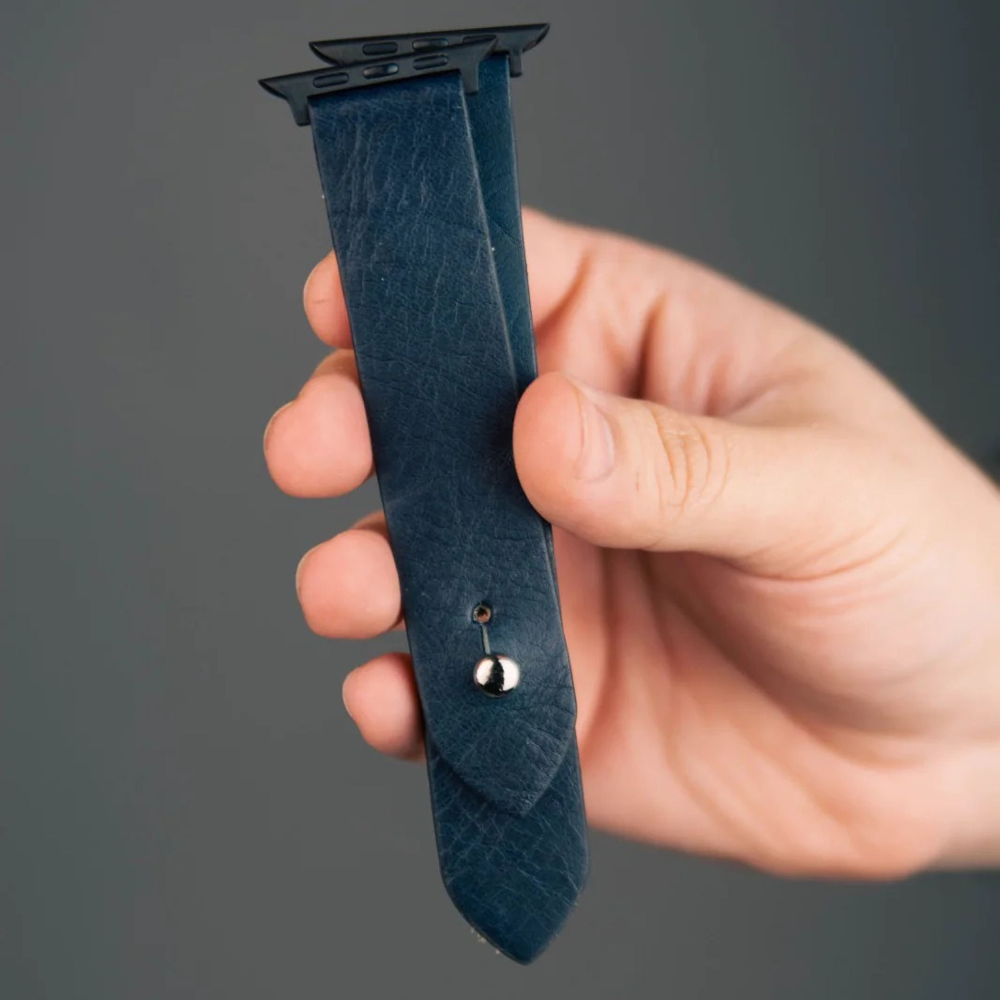 Apple Watch Strap In Pure Leather - Space Blue  | Waji's