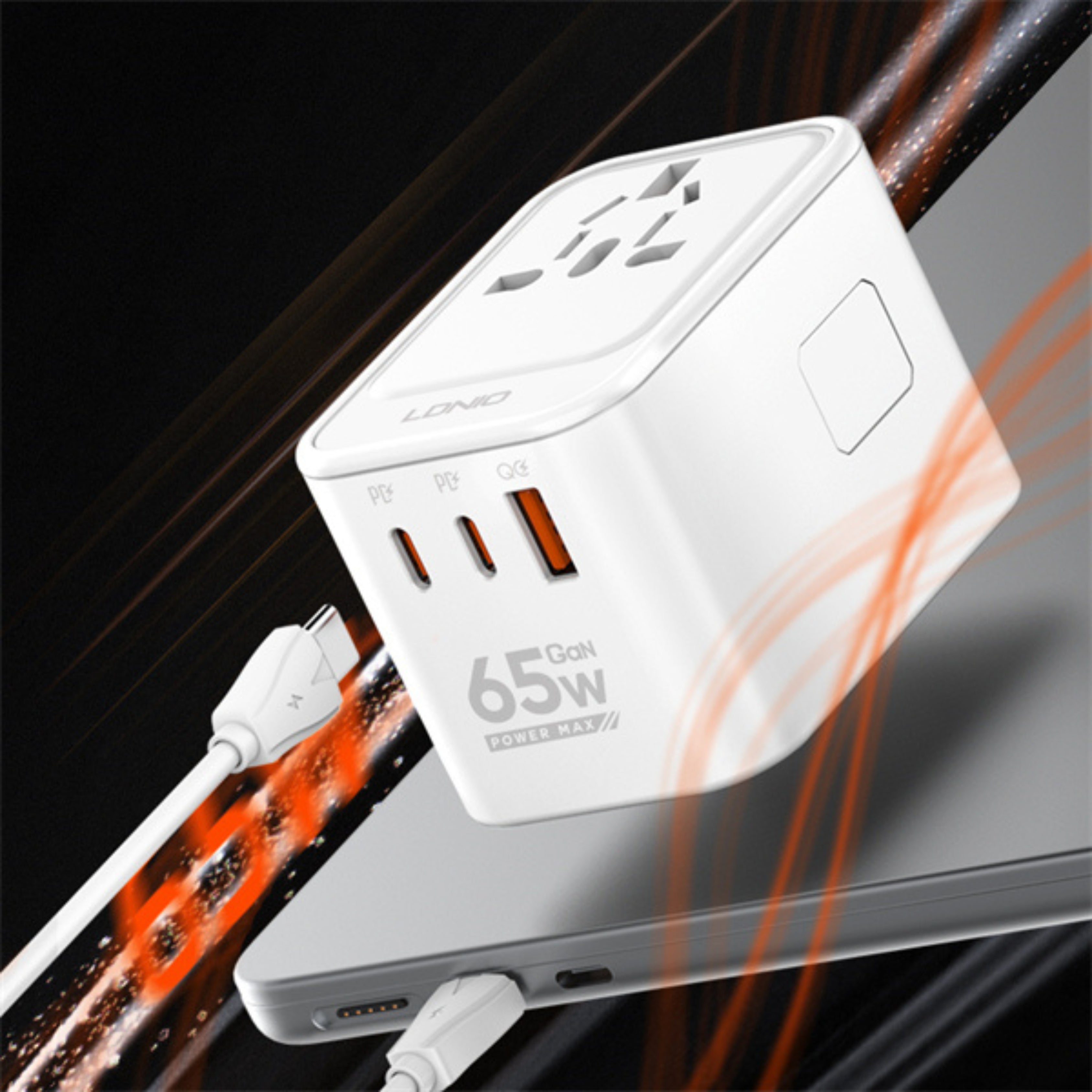 3 USB Ports 65W GaN Travel Adapter