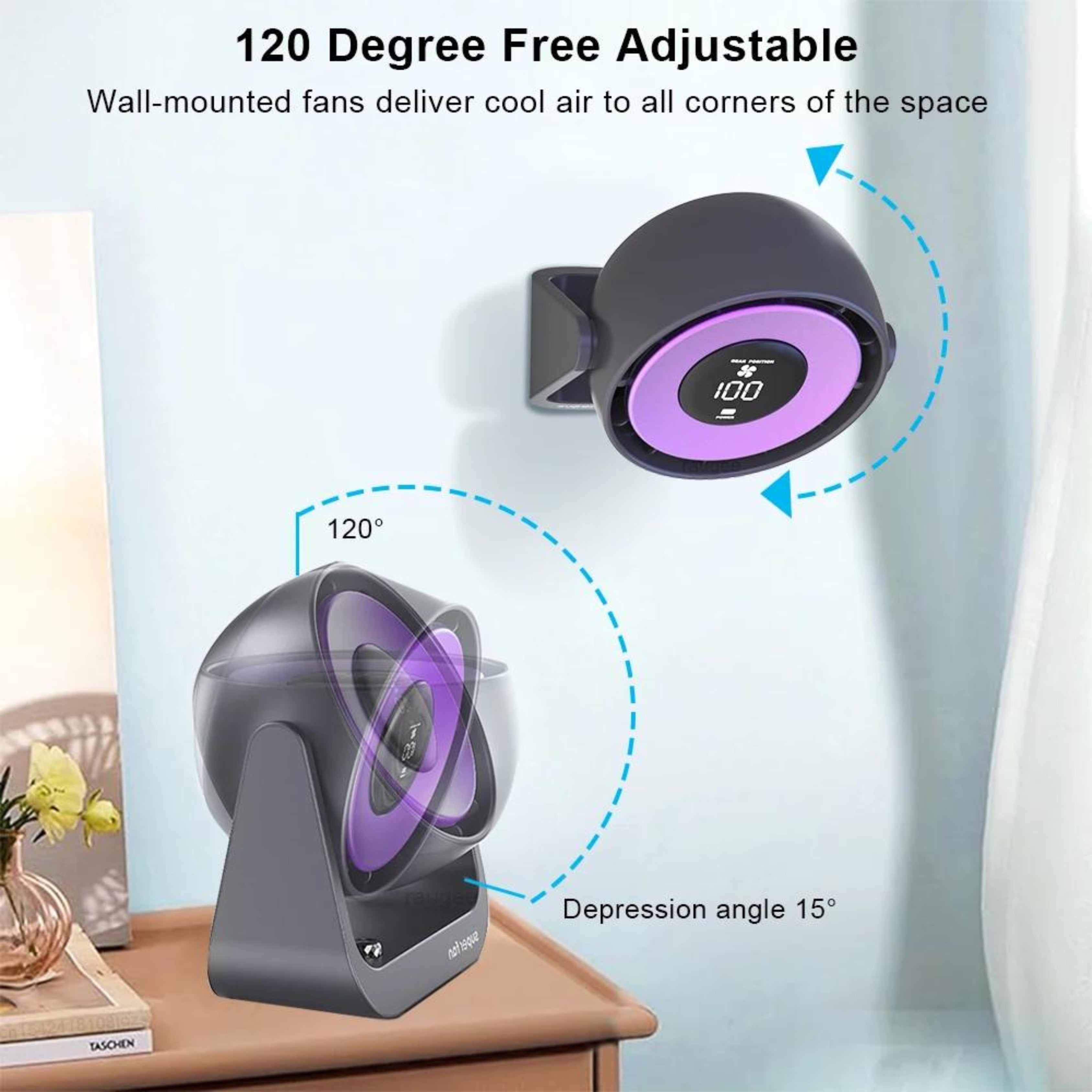 4000maAh Digital Display Portable Air Circulator Turbo Fan