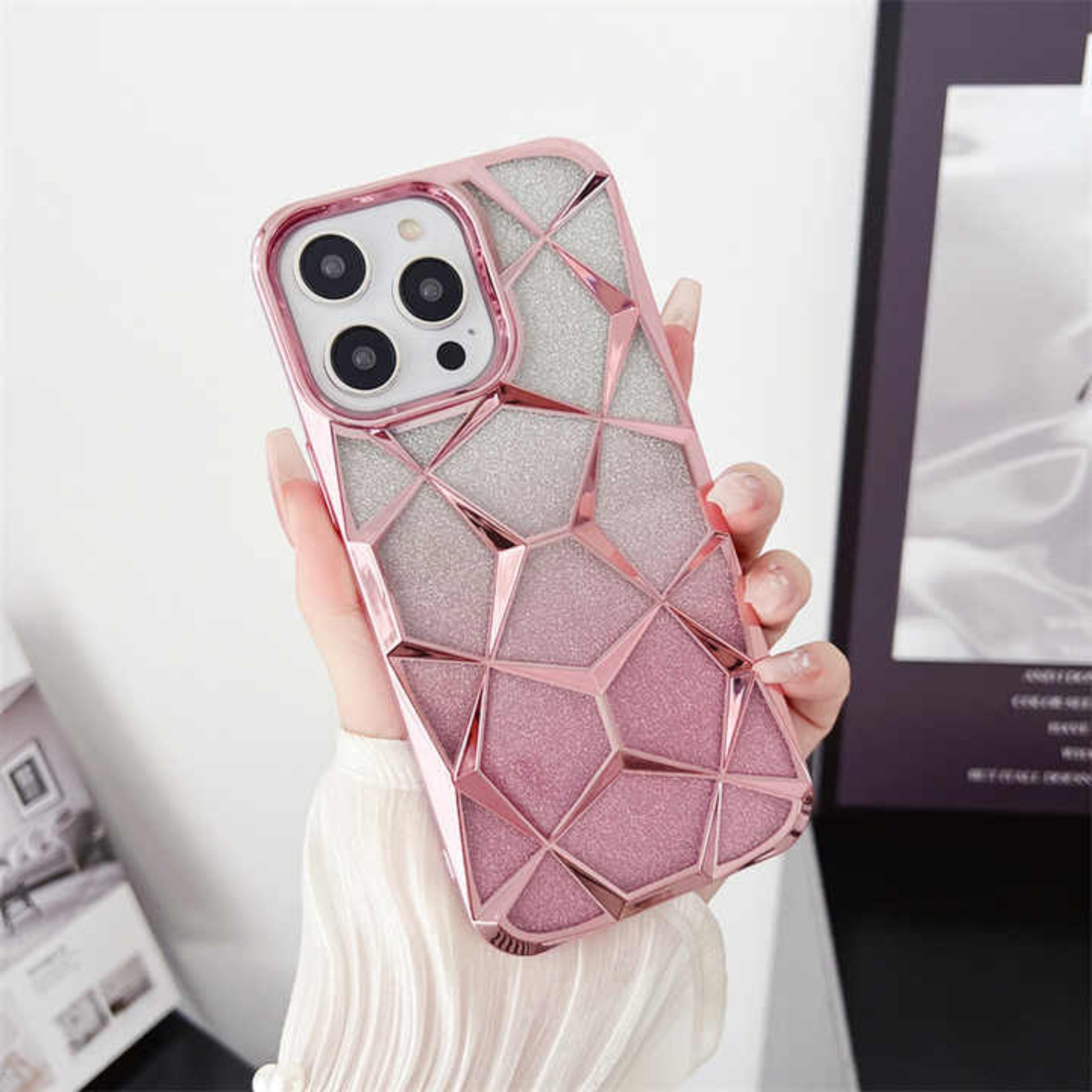 Gradient Glitter Electroplated Line Case For iPhone