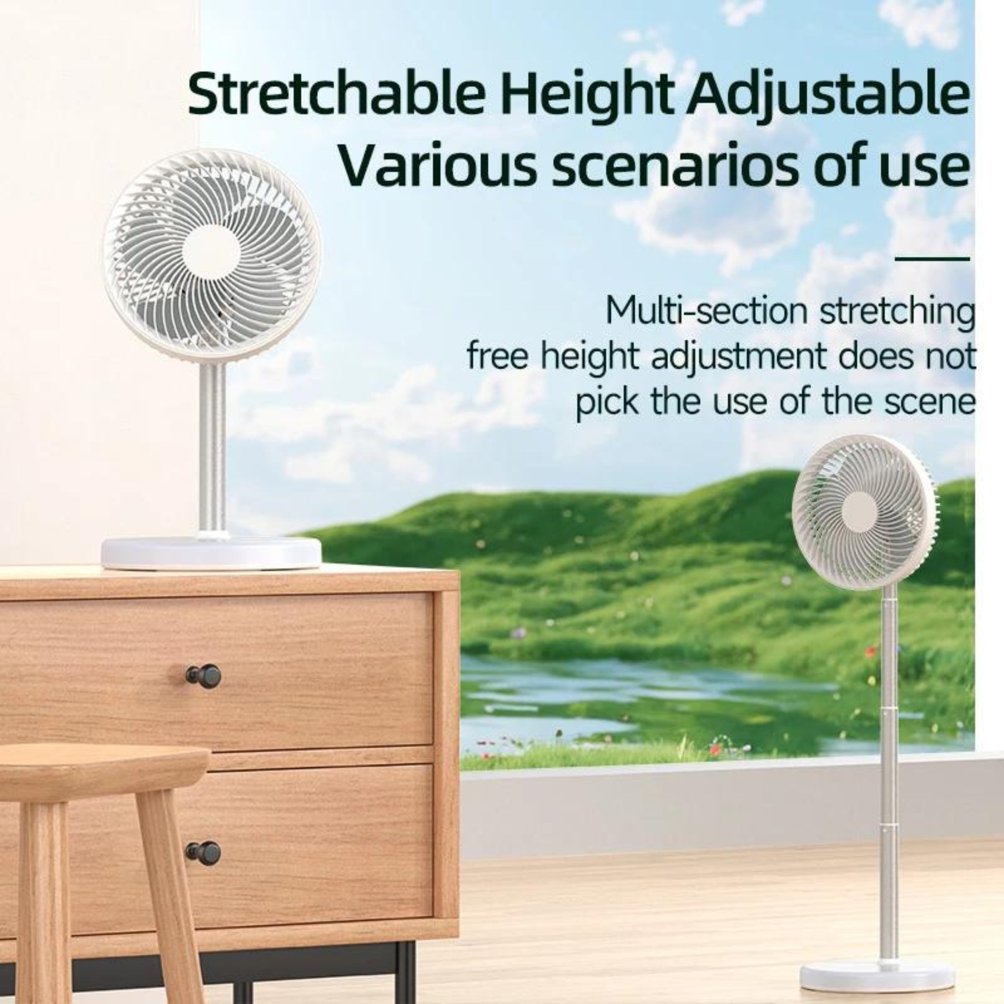 P6 Rechargeable Portable Desktop Fan with Built-in LED Night Light