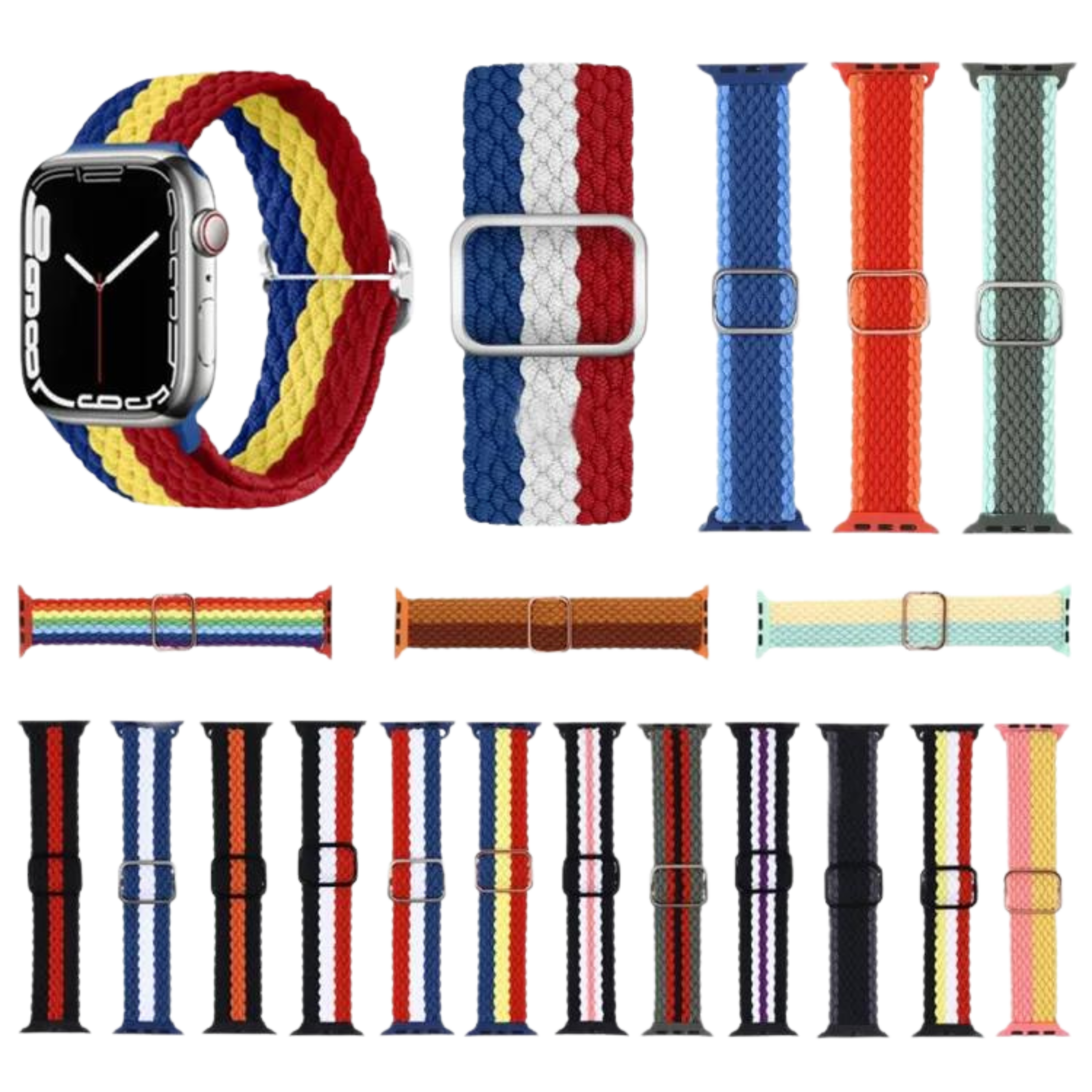 Adjustable Striped Woven Nylon Apple Watch Strap