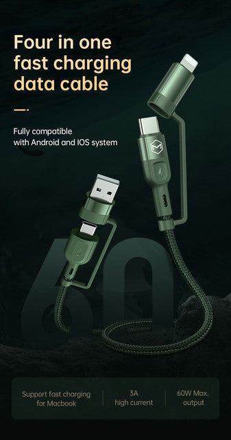 Mcdodo CA-807 4 in 1 PD Fast Charging Data Cable 1.2m
Share to your circle