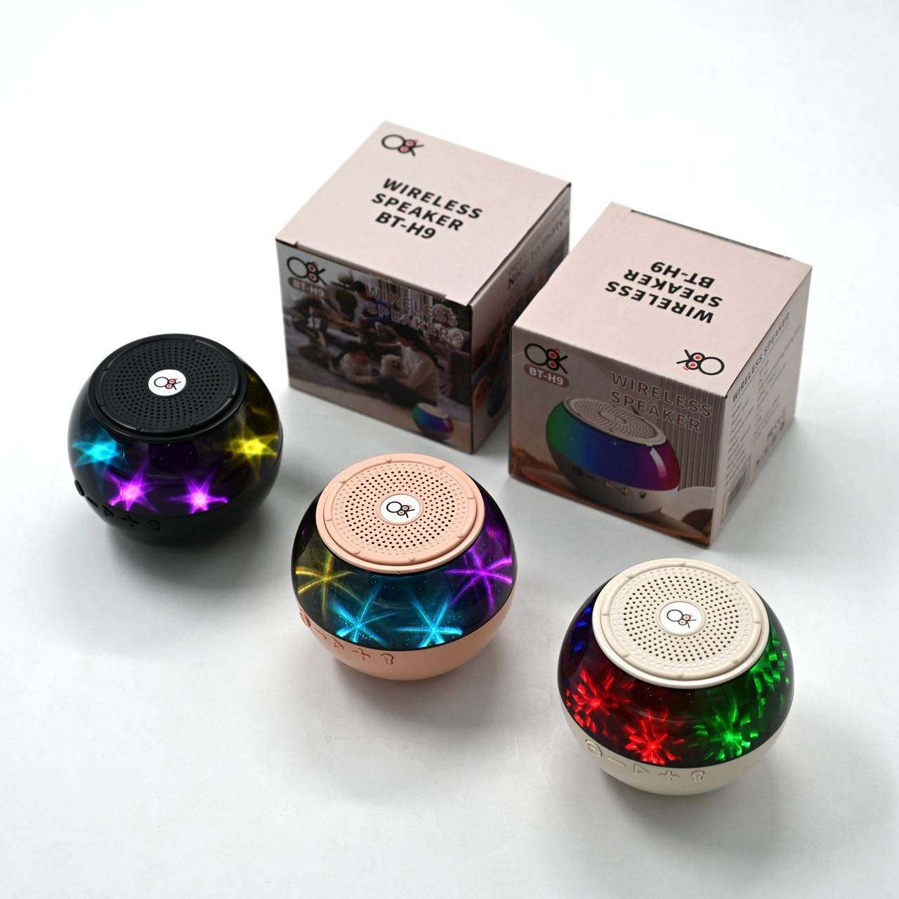 BT-H9 Portable TWS Wireless Bluetooth Speaker with LED RGB Lights