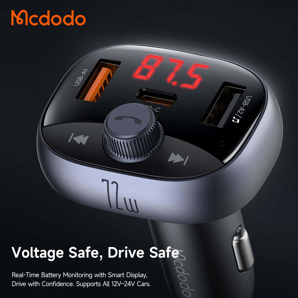Mcdodo 72W 2U1C Car Charger with FM Transmition CC-595