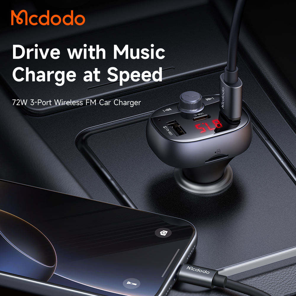 Mcdodo 72W 2U1C Car Charger with FM Transmition CC-595