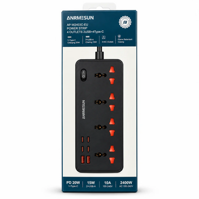ANRMESUN 4 Socket Extension Power Strip