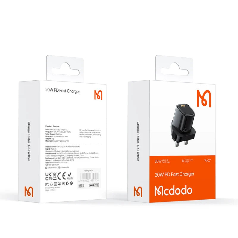 Mcdodo (CH-401) 20W PD Fast Charger 3Pin
