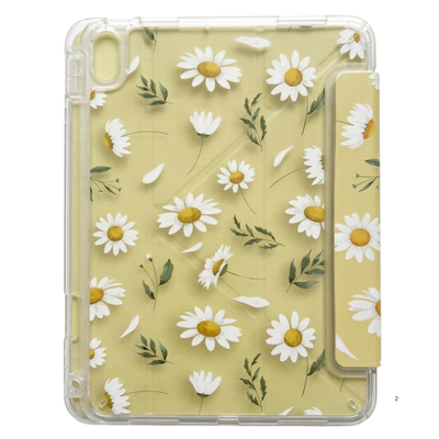 Printed Smart iPad Case with Transparent Back & Pencil Holder