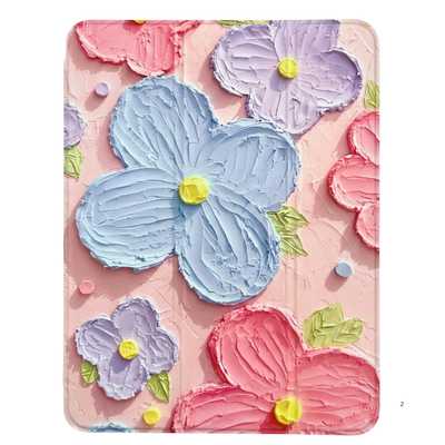 Printed Smart iPad Case with Transparent Back & Pencil Holder