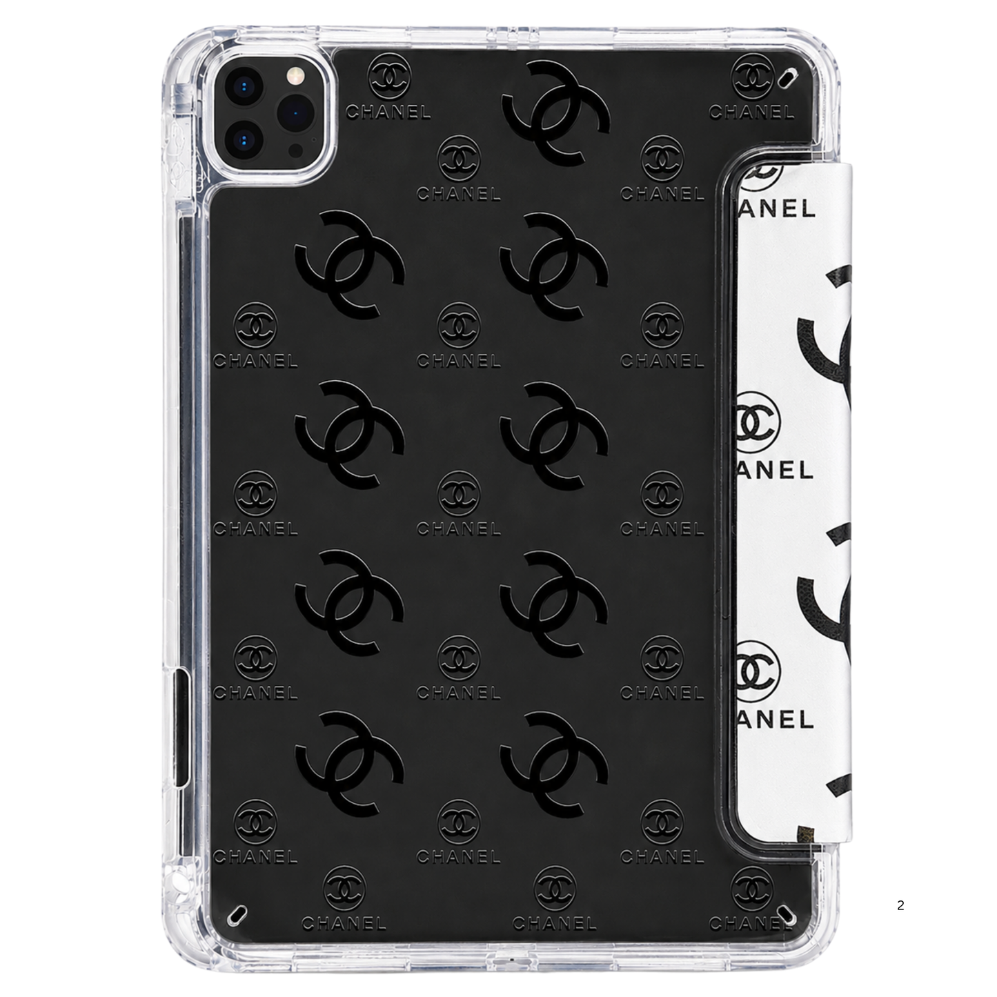 Printed Smart iPad Case with Transparent Back & Pencil Holder