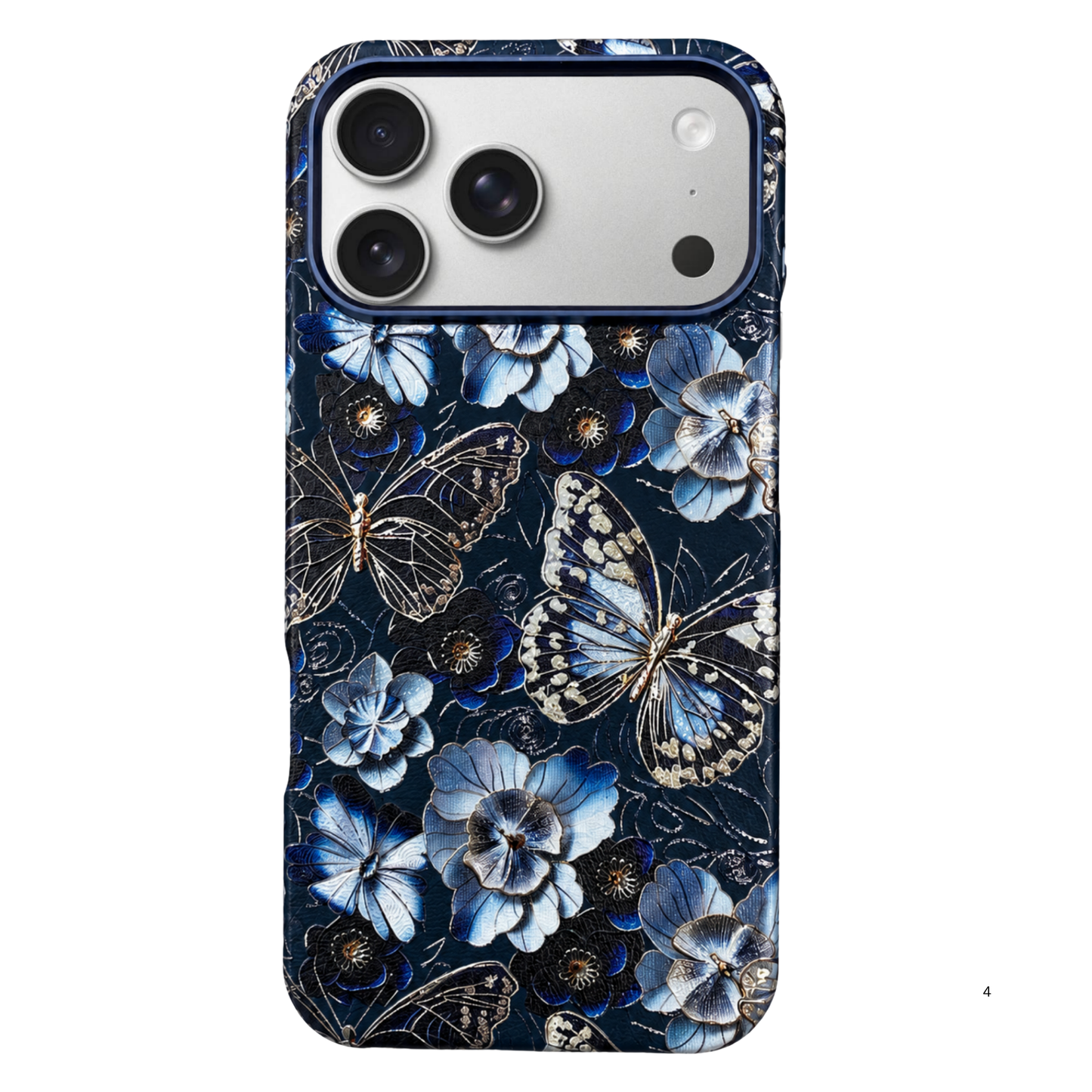 3D Embossed Leather MagSafe Case – Blue Butterfly Edition Phone Case
