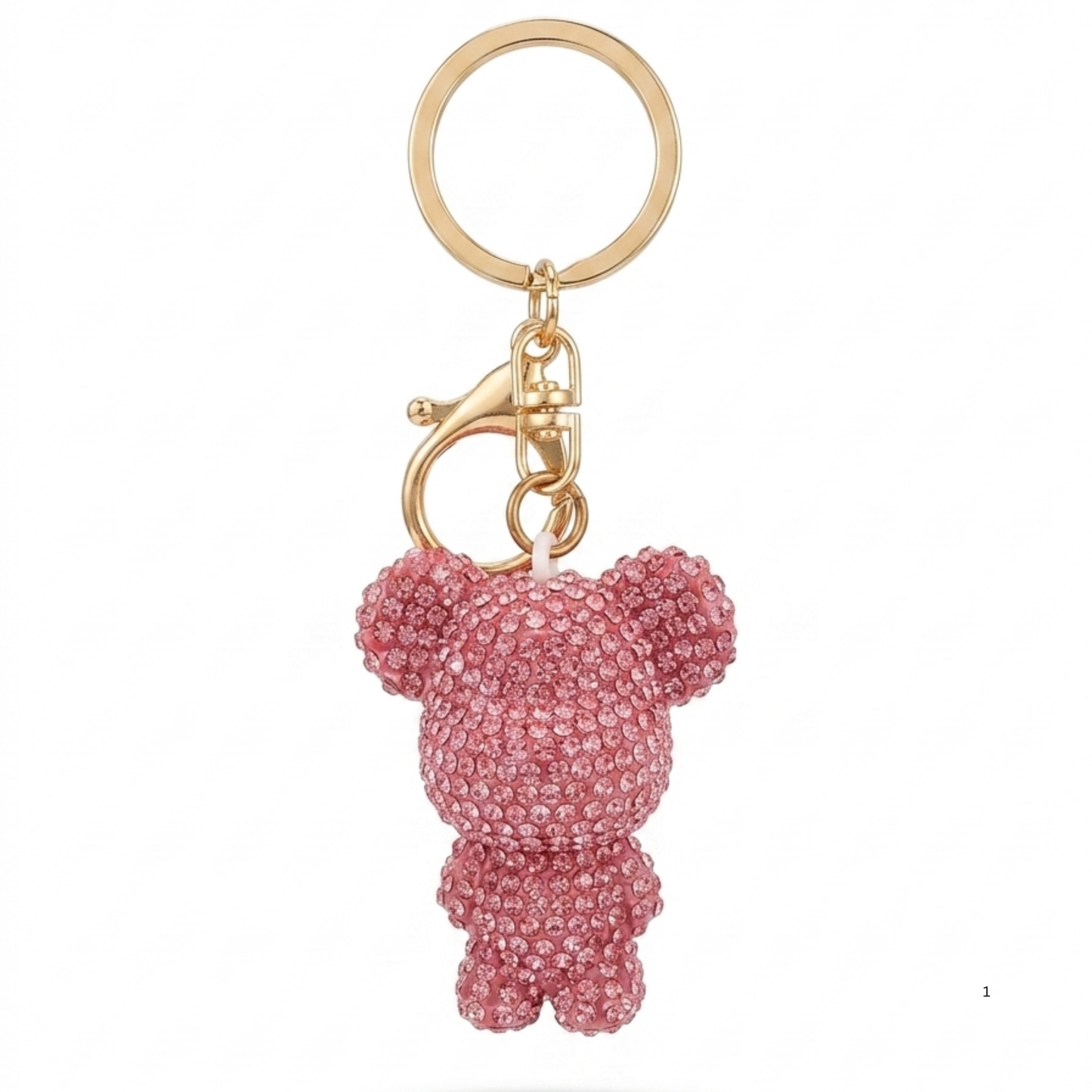 Pink Crystal Bear Keychain Charm