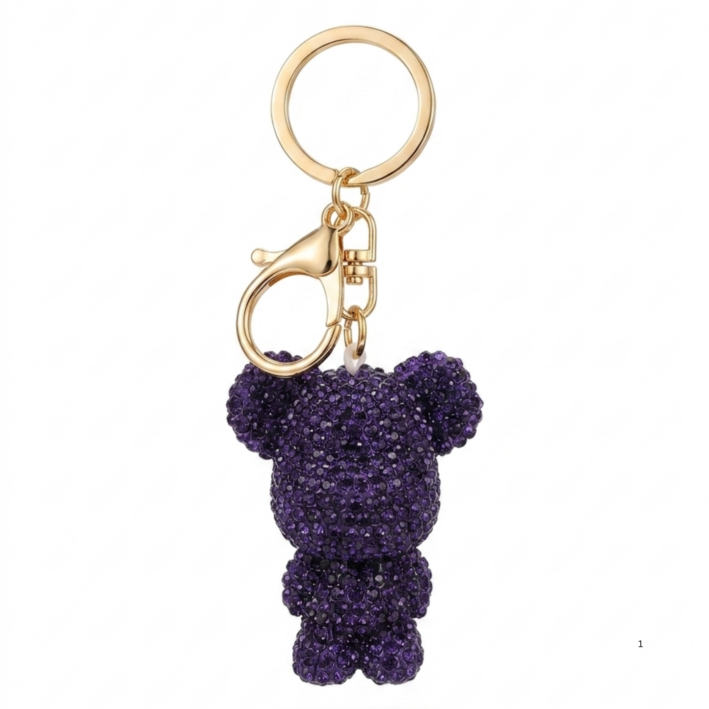 Pink Crystal Bear Keychain Charm