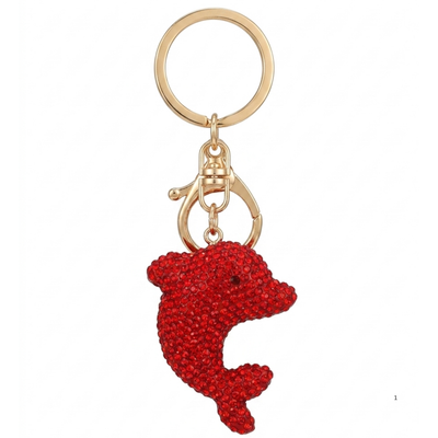 Ruby Dolphin Keychain Charm